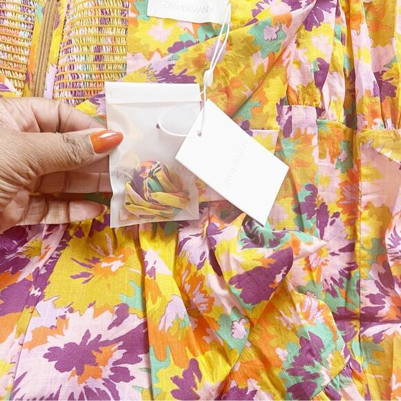 Zimmermann Violet Cut-Out Tiered Cotton Sweetheart Nek Midi-Dress Size 3 / 10 US - Picture 5 of 7